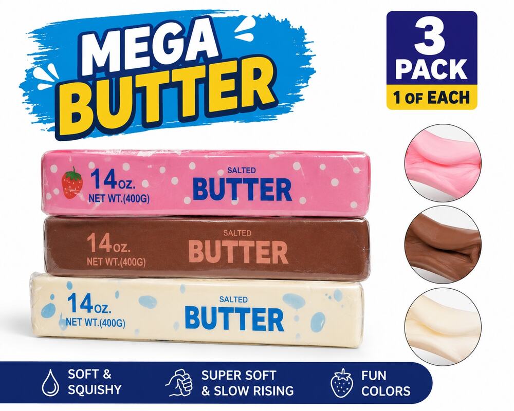 Mega Butter Squishy 3 Pack Slow Rising Jumbo Scented Stress Toy One of Each